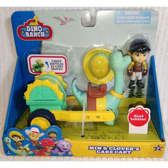 Dino Ranch Min & Clovers Care Cart Brontosaurs Dinosaur 3 Piece Set NEW - Picture 1 of 4